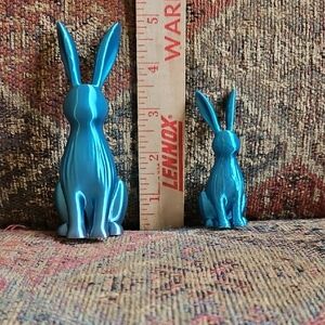 Metallic Turquiose Bunny Figurines - Set of 2